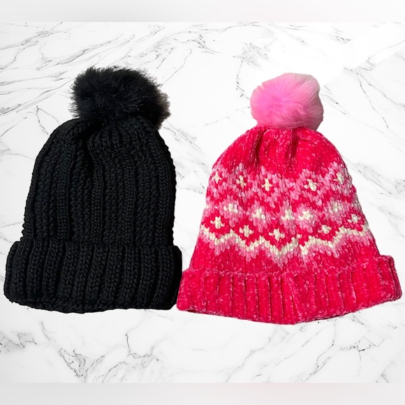Accessories - 2 Women’s Knitted Pom Pom Beanie Hats